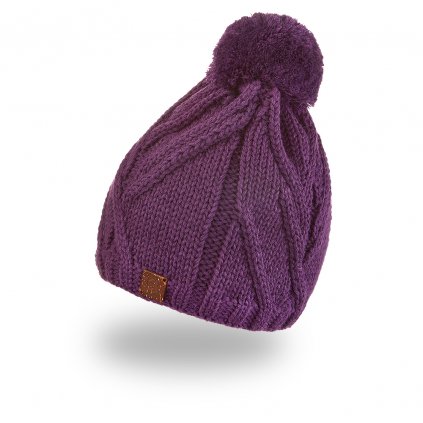 Beanie Strickmütze Bommel Outlast® - lila