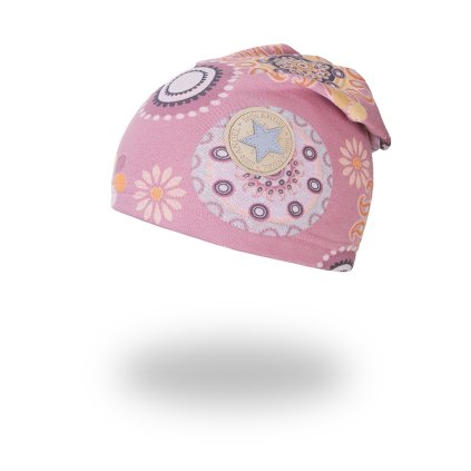 Kinder Slouch Beanie warm - Altrosa Muster