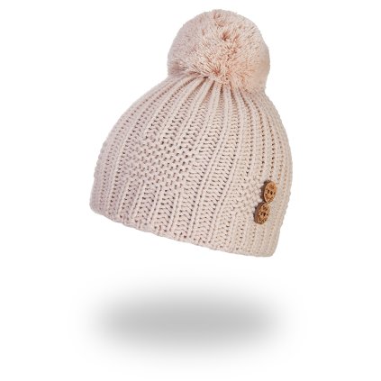 Kinder Beanie Strickmütze Knöpfe Bommel Outlast® - Beige