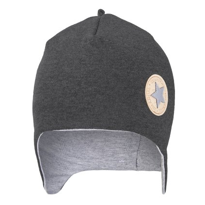 Kindermütze Beanie mit Ohrenschutz gefüttert Outlast® - Grau/Grau Meliert