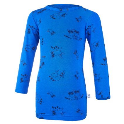 Kinder T-Shirt Langarm DRUCK Outlast® - Royalblau Waschbären