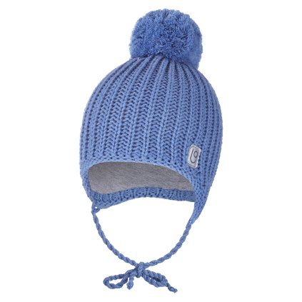 Bommel-Strickmütze zum Binden LA Outlast® - Stahlgrau