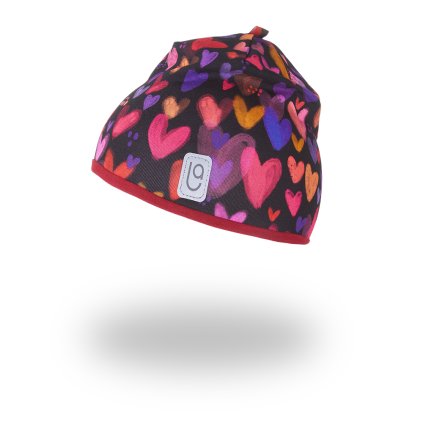 Beanie Mütze für Kinder gefüttert Outlast® - Herzen/Scharlachrot