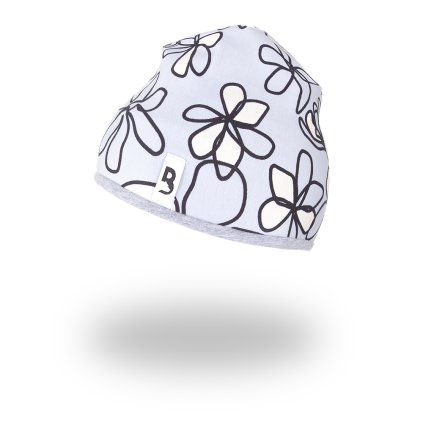 Beanie gefütterte Mütze BARIDI Outlast® - Hellgrau Blumen/Grau Meliert