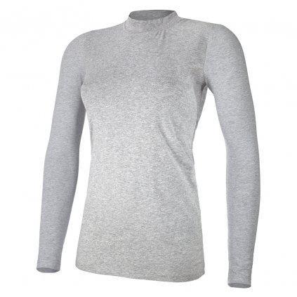 Damen T-Shirt LA dünn Stehkragen Outlast® - grau meliert (Größe S)