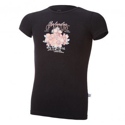T-Shirt dünn KA Motiv Outlast® - schwarz/Blumen