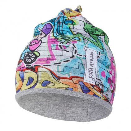 Mütze gefüttert Outlast® - Graffiti/grau meliert (Größe 3 | 42-44 cm)