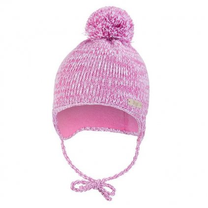 Mütze gestrickt schnürend LA mit Pompon Outlast® - rosa meliert (Größe 1 | 36-38 cm)