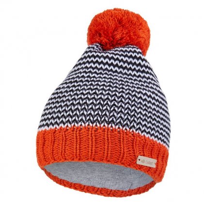 Mütze gestrickt zickzack mit Pompon Outlast® - orange Pompon