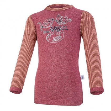 T-Shirt SAFARI LA Outlast® - bordeaux meliert/Streifen (Größe 86)