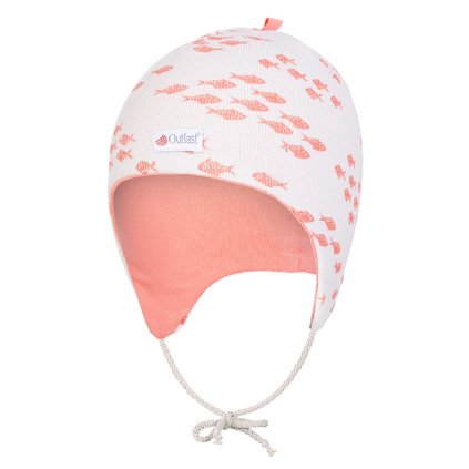 Mütze schnürend gefüttert BIO Outlast® - natur/dunkel Koralle (Größe 1 | 36-38 cm)