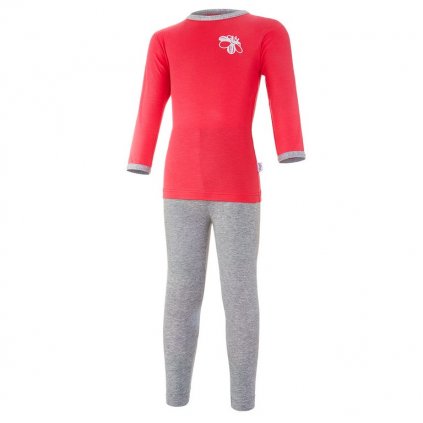 Schlafanzug LA Outlast® - erdbeerfarbig/grau meliert (Größe 92)