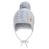 Strickmütze zum Binden mit Zopfmuster LA Outlast® - hellgrau