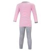 Pyjama langer Ärmel Outlast® - Streifen rosabordeaux/grau meliert