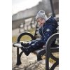 Winteroverall gesteppt mit Strickbund Outlast® - blau/Streifen weißgrau meliert