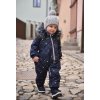 Winteroverall gesteppt mit Strickbund Outlast® - blau/Streifen weißgrau meliert