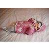 Babyjacke gesteppt Outlast® - rosa Glanz Blumen/Streifen weißgrau meliert