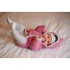 Babyjacke gesteppt Outlast® - rosa Glanz Blumen/Streifen weißgrau meliert
