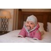 Babyjacke gesteppt Outlast® - rosa Glanz Blumen/Streifen weißgrau meliert