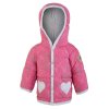 Babyjacke gesteppt Outlast® - rosa Glanz Blumen/Streifen weißgrau meliert