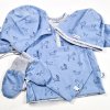 Babyjacke gefüttert Outlast® - blau Hund/Streifen weissgrau meliert