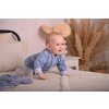 Babyjacke gefüttert Outlast® - blau Hund/Streifen weissgrau meliert