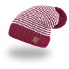 Beanie Strickmütze Zick Zack mit Bommel Outlast® - bordeaux-weiß