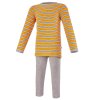 Pyjama lange Ärmel Outlast® - Streifen grau-orange/grau meliert