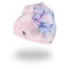 Beanie Mütze gefüttert Outlast® - altrosa blaue Blumen/babyrosa