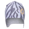 Kindermütze Beanie mit Ohrenschutz gefüttert Outlast® - Grauschwarz Muster/Grau Meliert