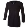 Damen T-Shirt plissiert 3/4 Ärmel dünn Outlast® - Schwarz