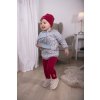 Zip Up Sweatjacke für Kinder  gefüttert GLANZ Outlast® - Grau Meliert Graue Tupfen/Babyrosa