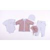 Gefütterte Baby Bindemütze  Outlast® - Altrosa Blüten/Weiß