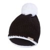 Mütze gestrickt Outlast® - schwarz/weisser Pompon