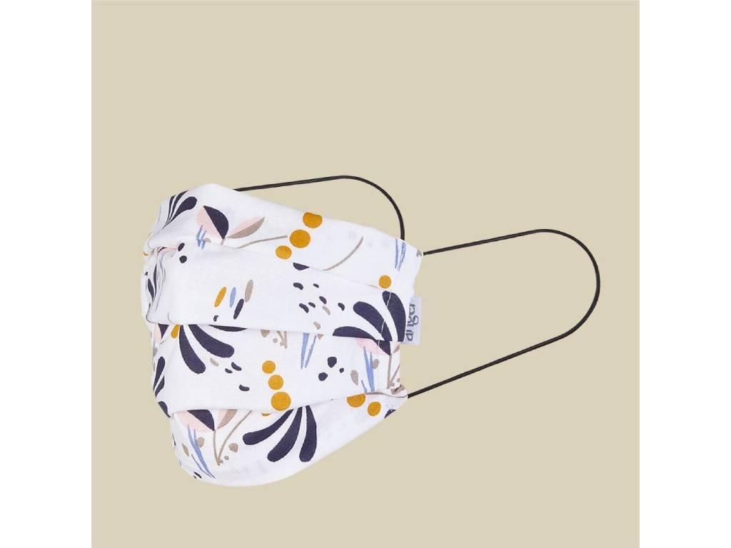 Rúško detské bavlnené Dvojvrstvové gumičky - modrožltý vzor