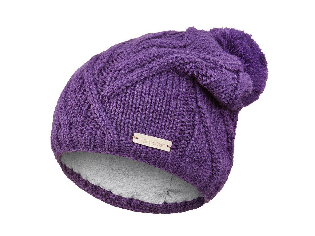 Čiapka pletená brmbolce Outlast® - fialová (Veľkosť 4 | 45-48 cm)