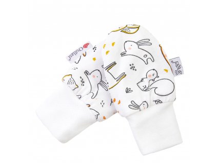 Rukavice podšité kojenecké BIO Outlast® - biele zvieratká/biela