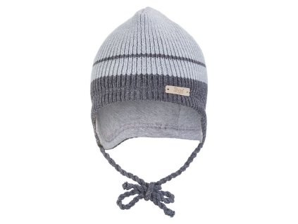 Čiapka pletená zaväzovacia LA Outlast® - sv. šedá pruh (Veľkosť 1 | 36-38 cm)