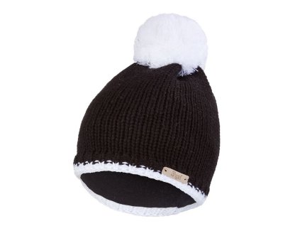 Čiapka pletená Outlast® - čierna/biely brmbolec (Veľkosť 3 | 42-44 cm)