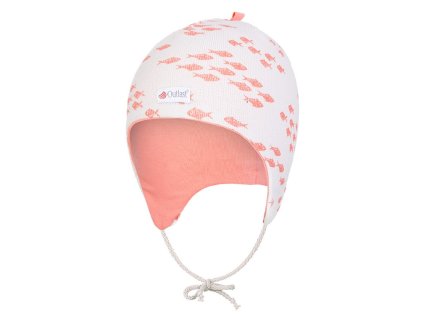Čiapka zaväzovacia podšitá BIO Outlast® - natur/tm. coral (Veľkosť 1 | 36-38 cm)