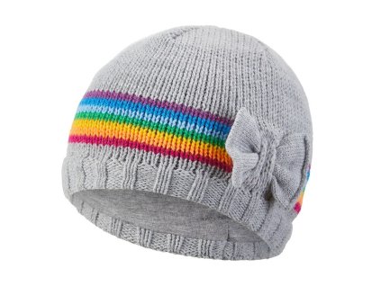 Čiapka pletená mašľa Outlast® - sv. šedá-dúha (Veľkosť 1 | 36-38 cm)