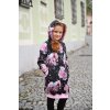 Šaty mikinové - čierna kvietky