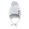 Čiapka pletená zaväzovacia brmbolce a gombíky Outlast® - sv. šedá melír