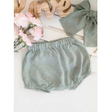 Dívčí pistáciové kalhotky přes plenku