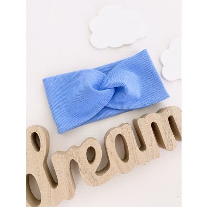 Čelenka z žebrovaného úpletu nebeská