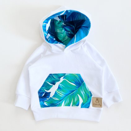 Mikina bílá s kapucí "Tropic"