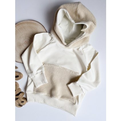 Mikina s kapucí smetanová Teddy