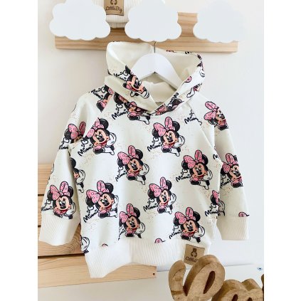 Mikina s kapucí "Minnie Mouse" na bílé