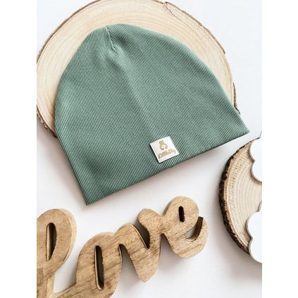 Čepice žebrována tmavě mentolová