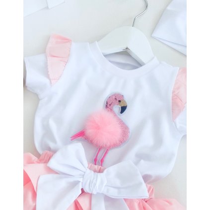 Tričko bílé "Plameňák"